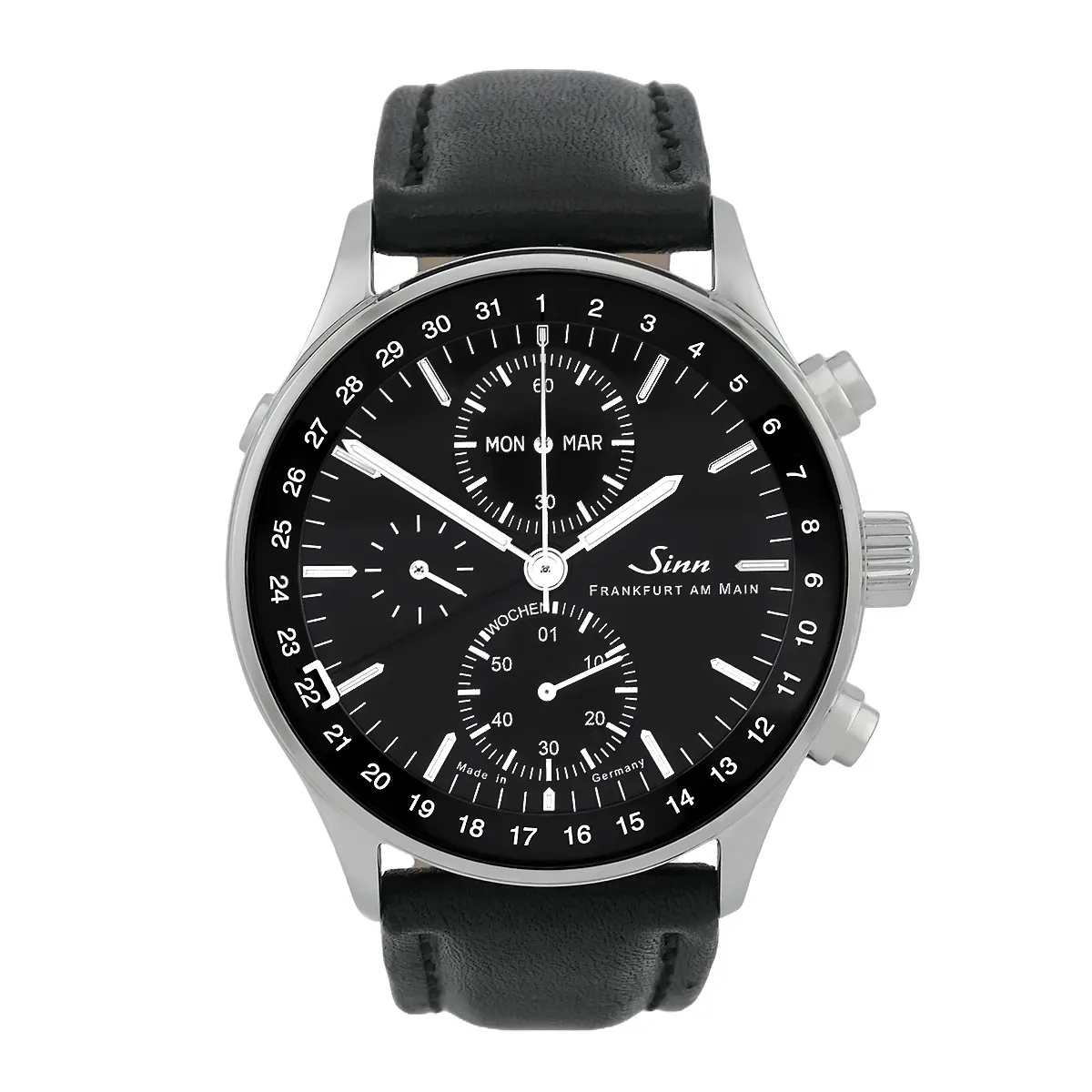 Sinn Frankfurter Finanzplatzuhr Edelstahl 6052.0451 Sehr gut Front