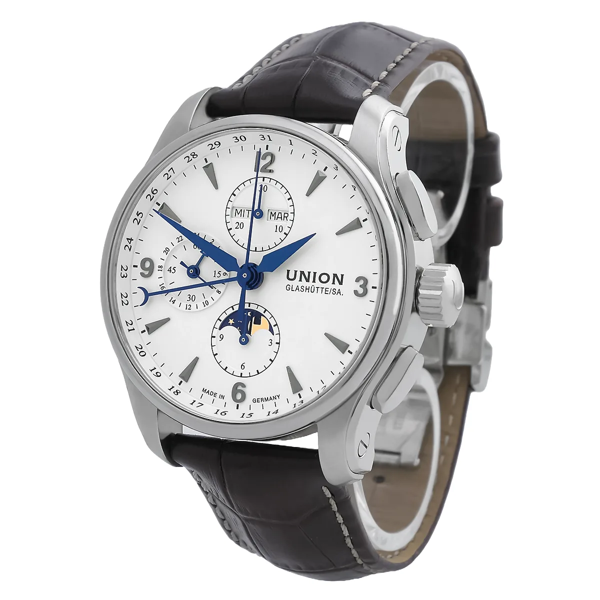 Union Glashütte Belisar Edelstahl Weiß D002.425.16.037.00 Sehr gut Rechts