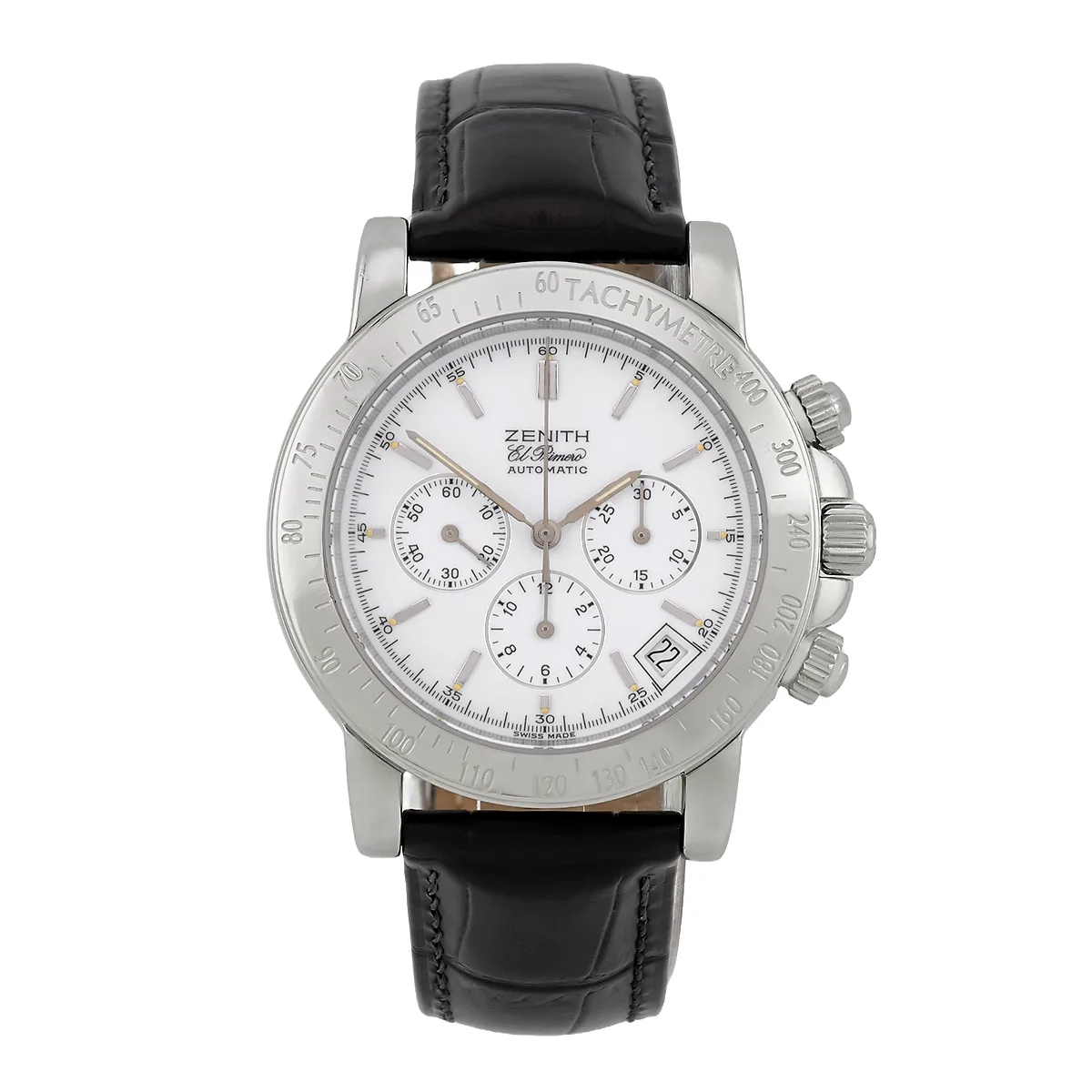 Zenith Rainbow Edelstahl schwarz 02.0350.400 sehr guter Zustand Frontalansicht