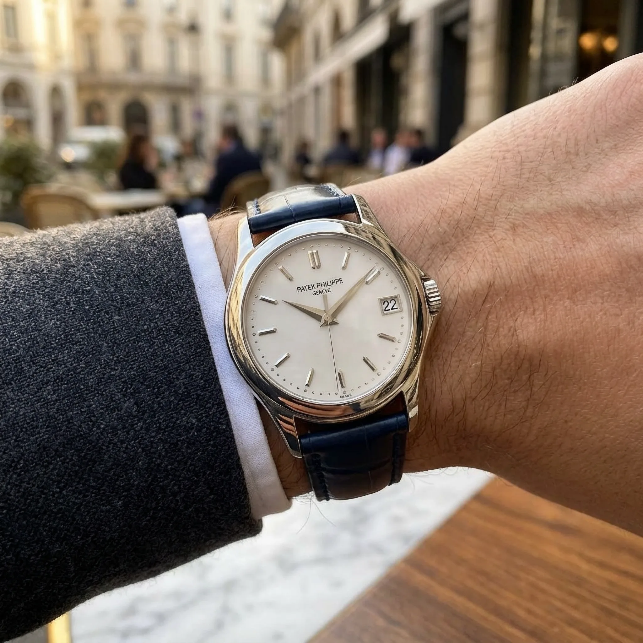 Patek Philippe Calatrava Weißgold 5107G-001 NOS Wristshot