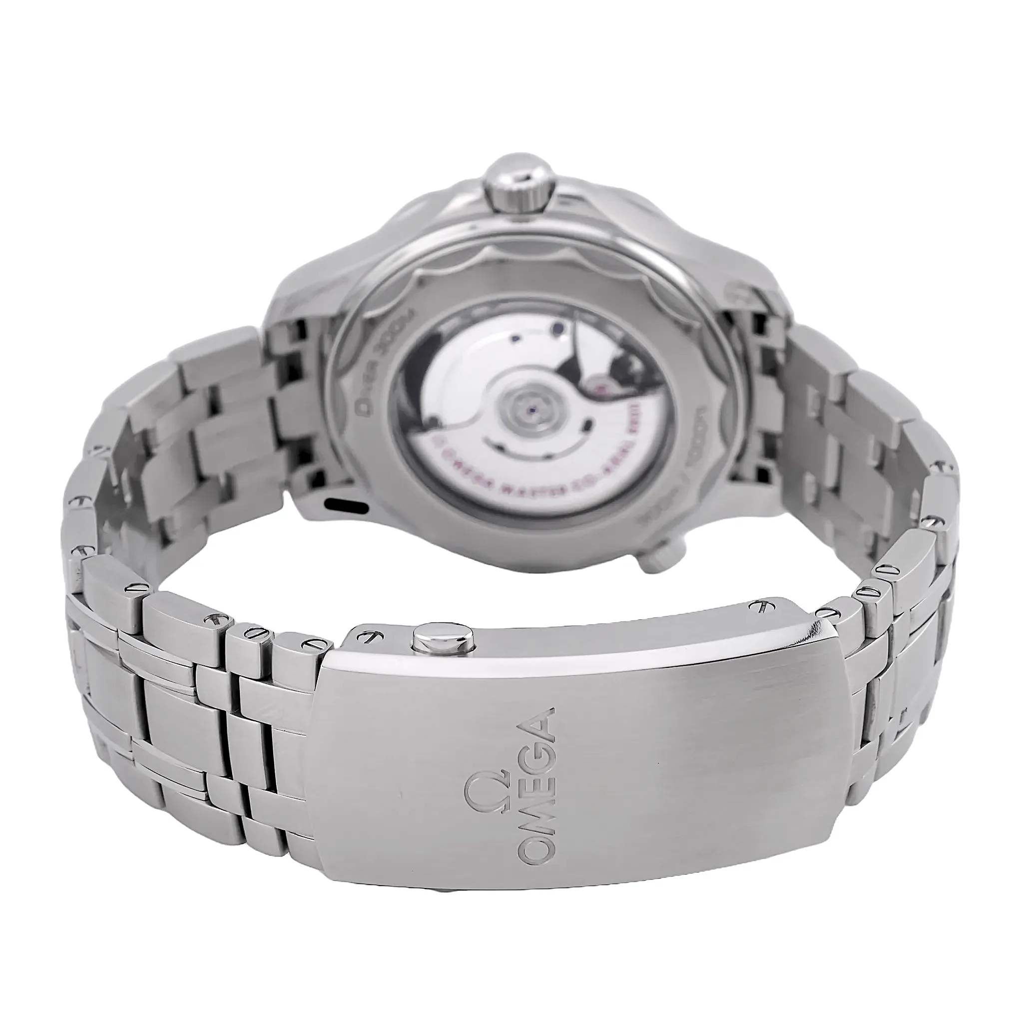 OMEGA Seamaster Diver 300M Faltschließe mit Push-Button 210.30.42.20.06.001 sehr guter Zustand Detailansicht Schließe