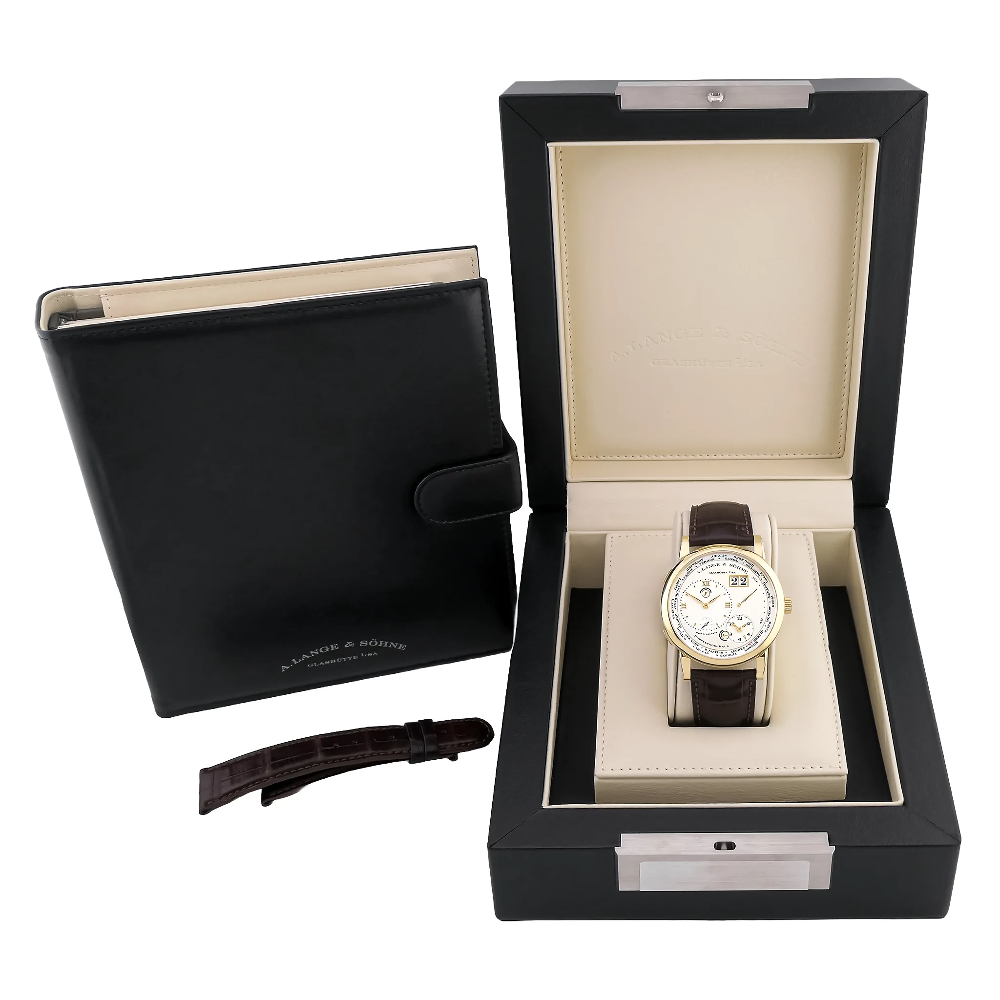 A. Lange & Söhne Lange 1 Zeitzone Gelbgold 116.021, Full Set mit Originalbox, Papieren und Service-Beleg 2026
