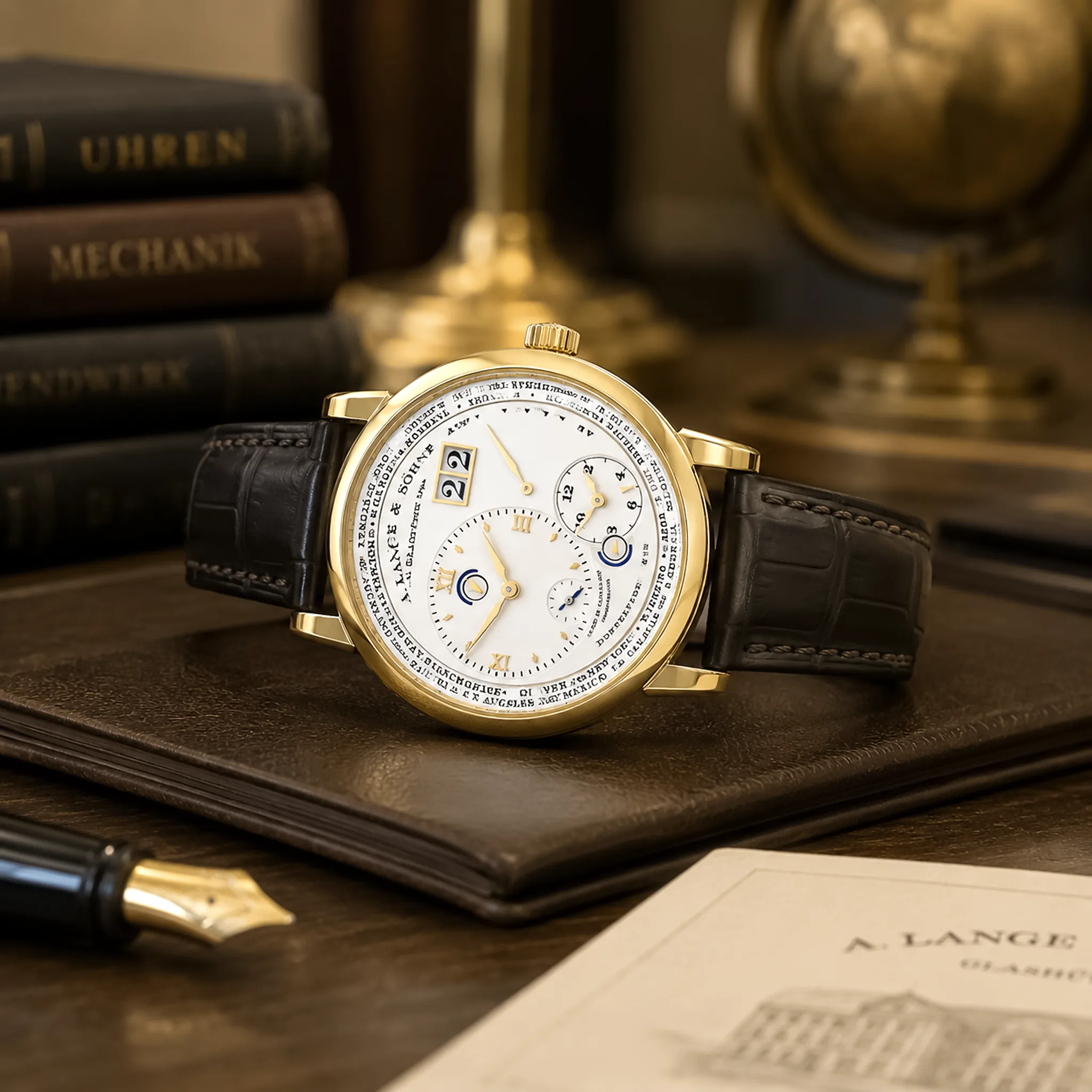 A. Lange & Söhne Lange 1 Zeitzone Gelbgold 116.021, Stillleben
