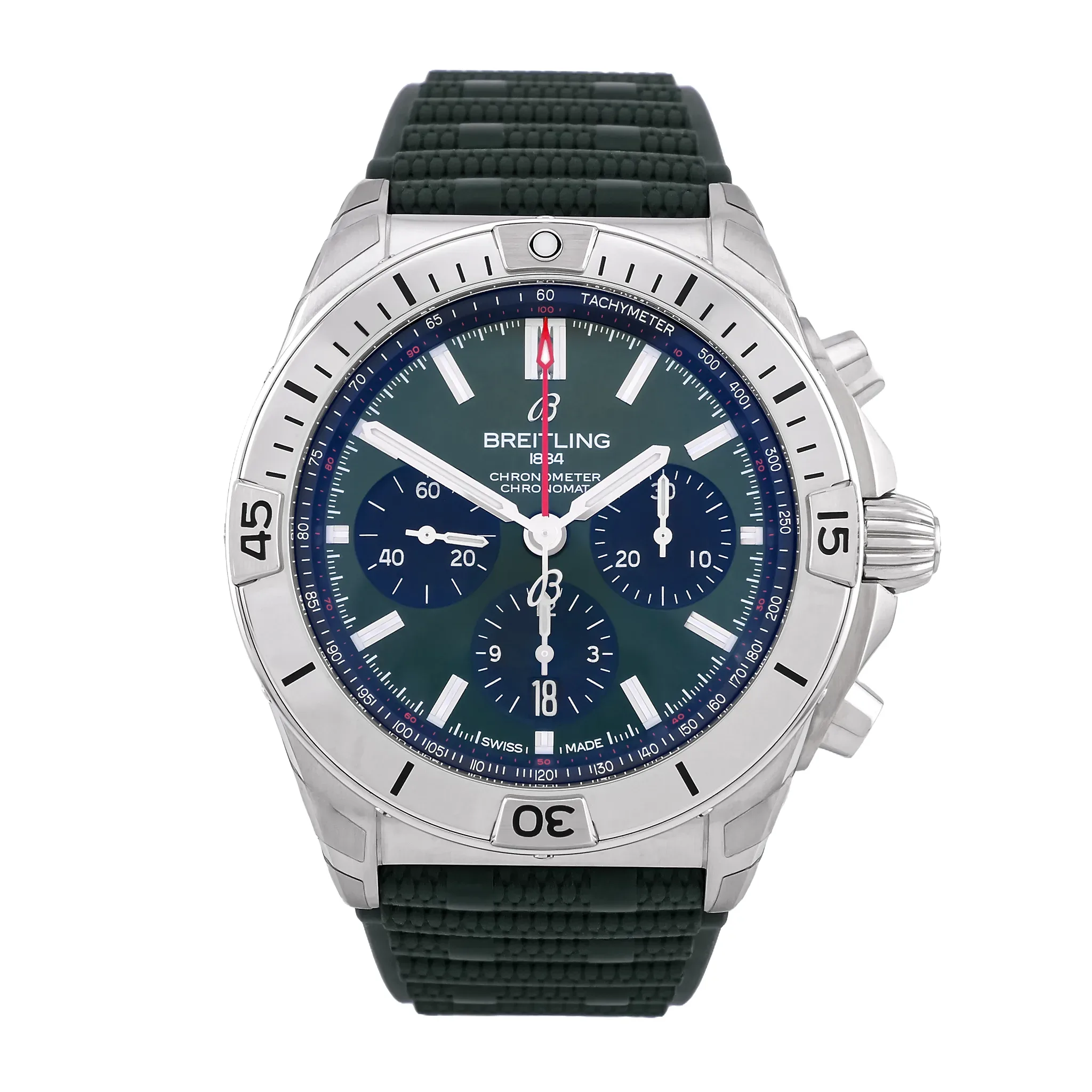 Breitling Chronomat B01 42 Grün AB0134101L2S1, Neu/Ungetragen, Frontansicht