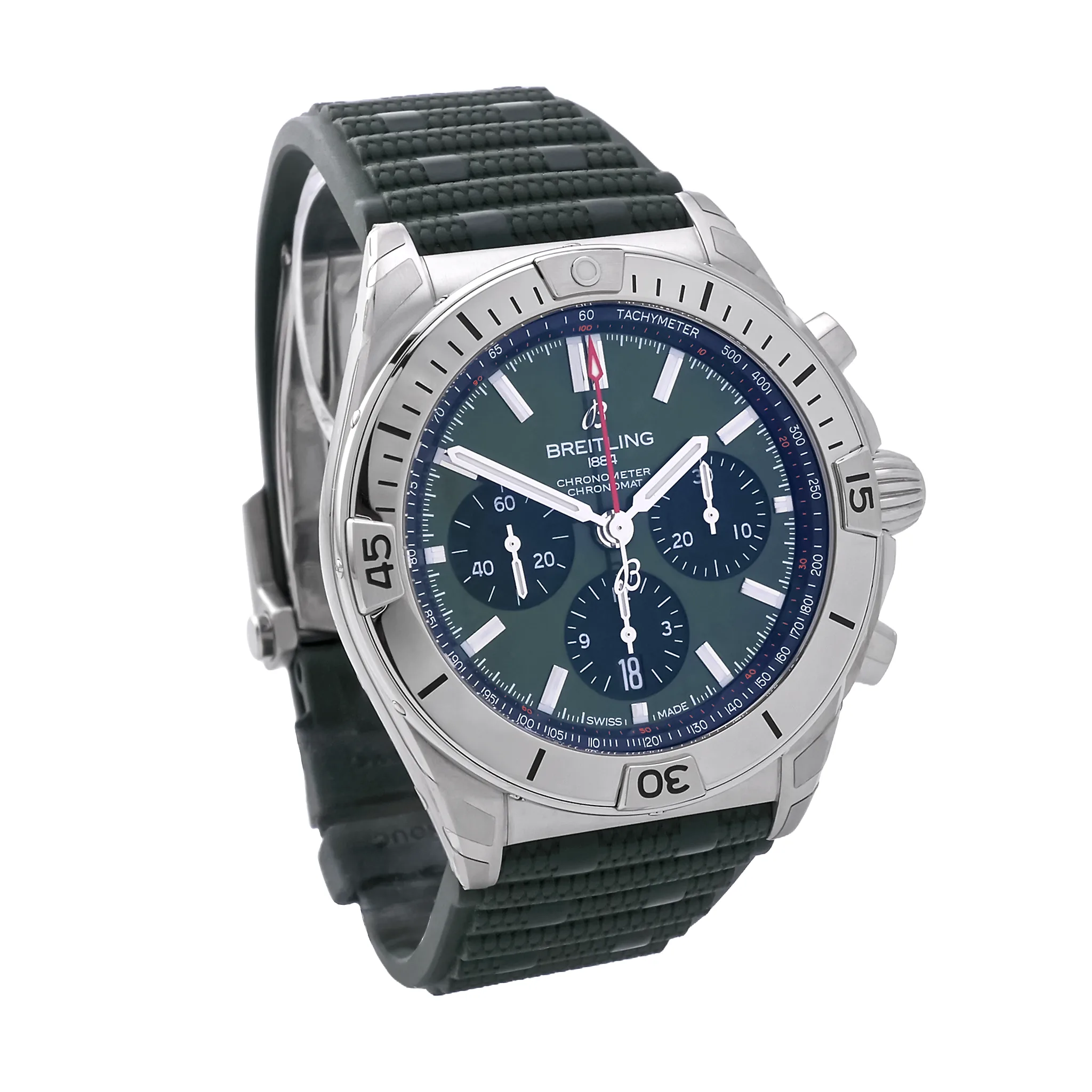 Breitling Chronomat B01 42 Grün AB0134101L2S1, Seitenansicht links