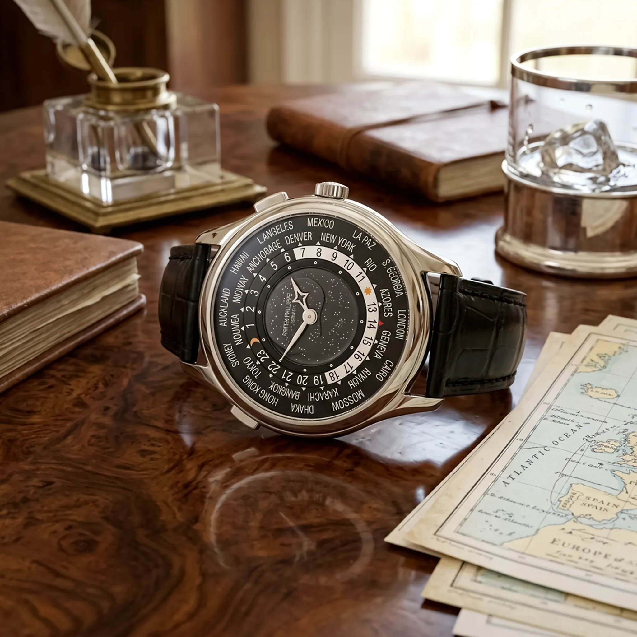 Patek Philippe World Time Moon 5575G-001, Weißgold, Stillleben