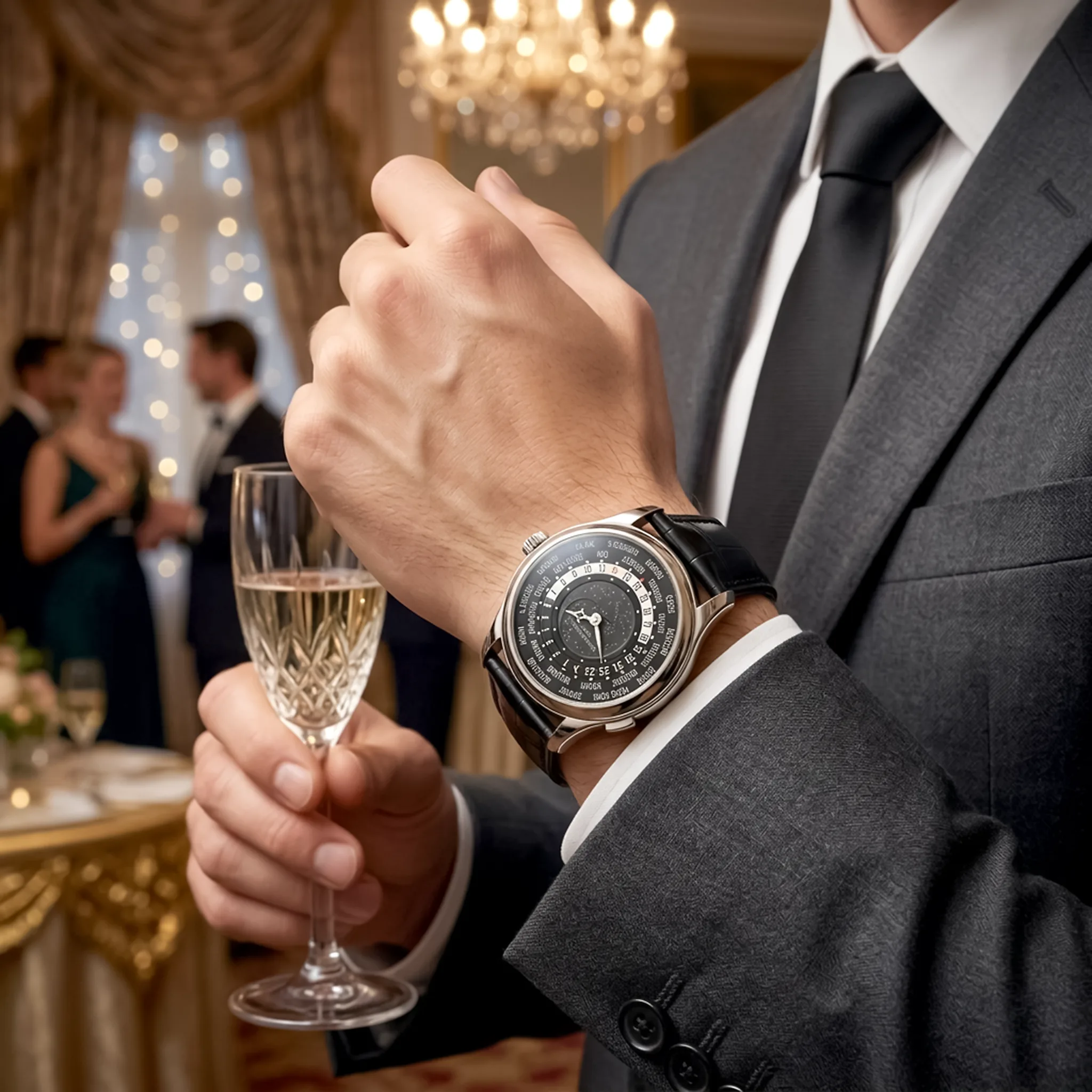 Patek Philippe World Time Moon 5575G-001, Weißgold, Wristshot