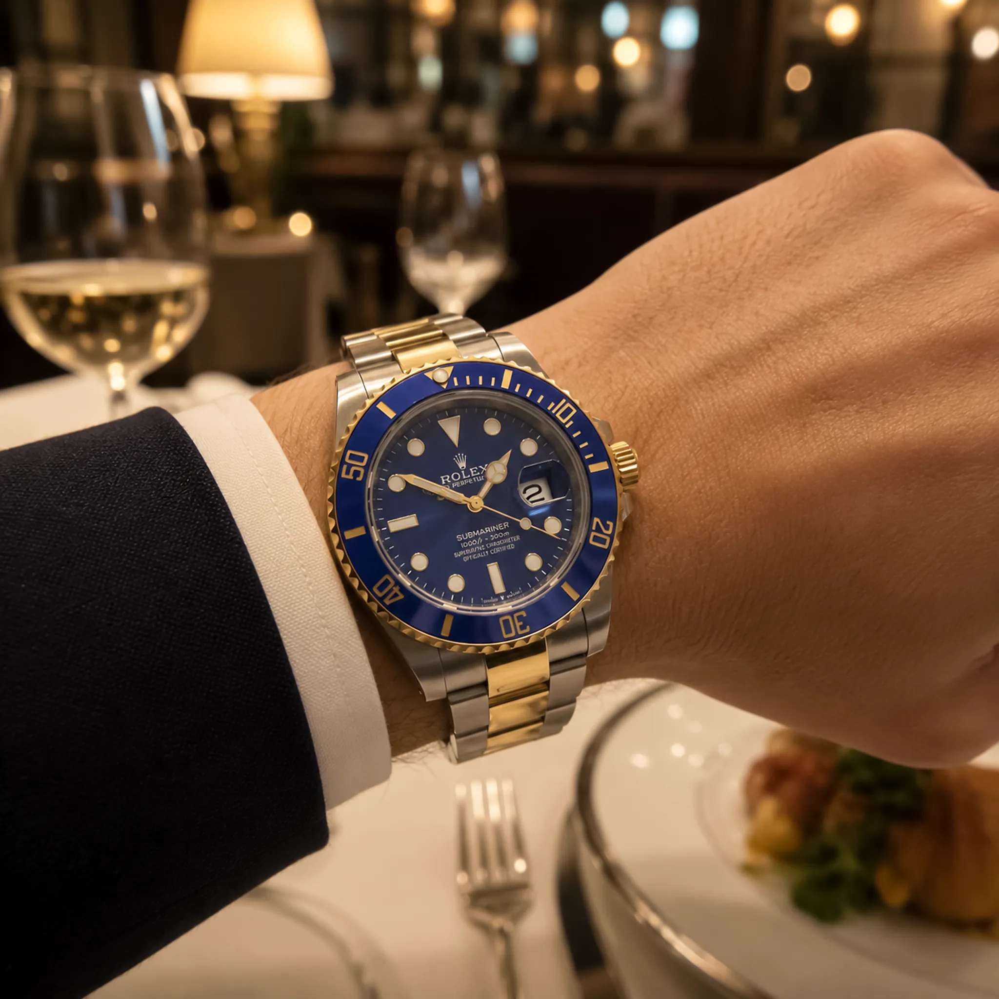 Rolex Submariner Date 126613LB in Oystersteel und Gelbgold, am Handgelenk getragen, Wristshot