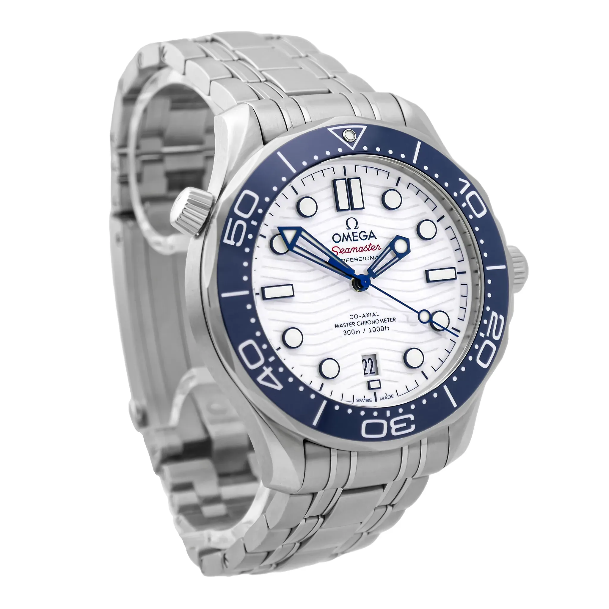 Omega Seamaster Diver 300M Tokyo 2020, Edelstahl, Referenz 522.30.42.20.04.001, Zustand sehr gut, Seitenansicht links