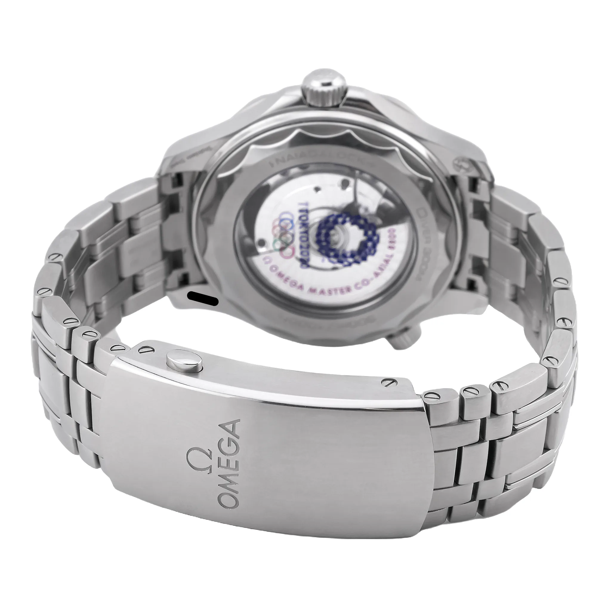 Omega Seamaster Diver 300M Tokyo 2020, Edelstahlband, Referenz 522.30.42.20.04.001, Faltschließe mit Feinverstellung