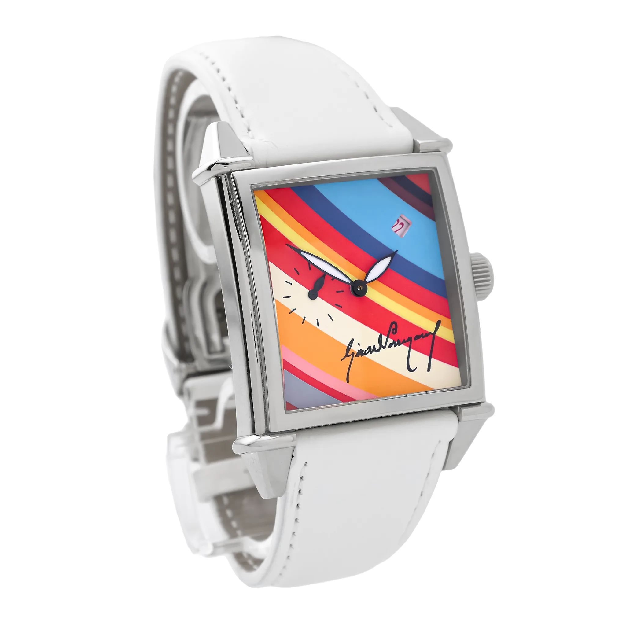 Girard-Perregaux Vintage 1945 Ref. 25830 mit Rainbow-Zifferblatt links, Hörner und Faltschließe