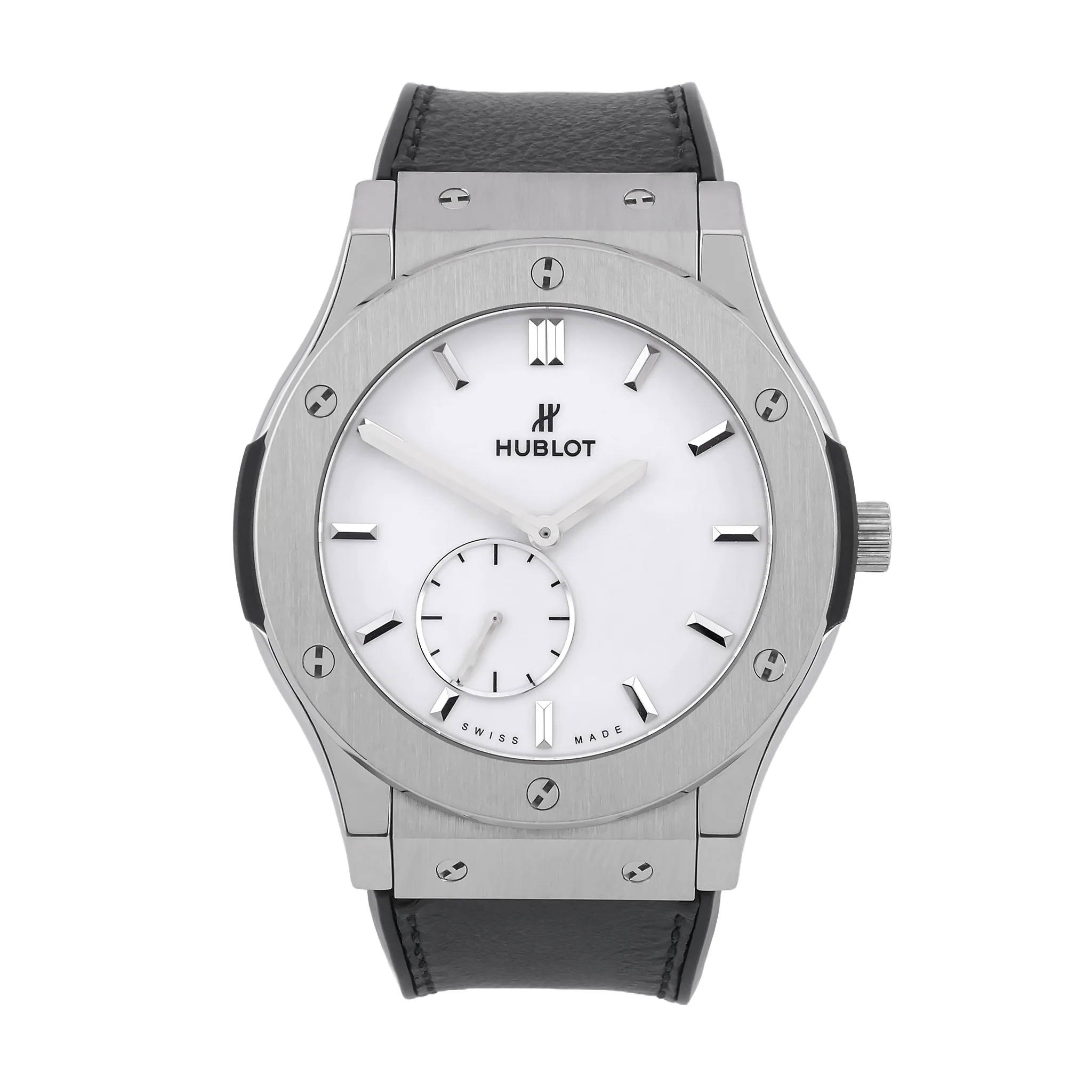 Hublot Classic Fusion Classico Ultra-Thin 515.NX.2210.LR Titan, Frontansicht mit weißem Zifferblatt